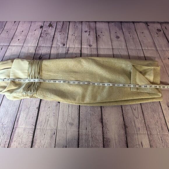 Kay Unger Cream Gold Tweed Silk Bodice Dress with Matching Silk Lined Jacket 10 - Picture 9 of 15